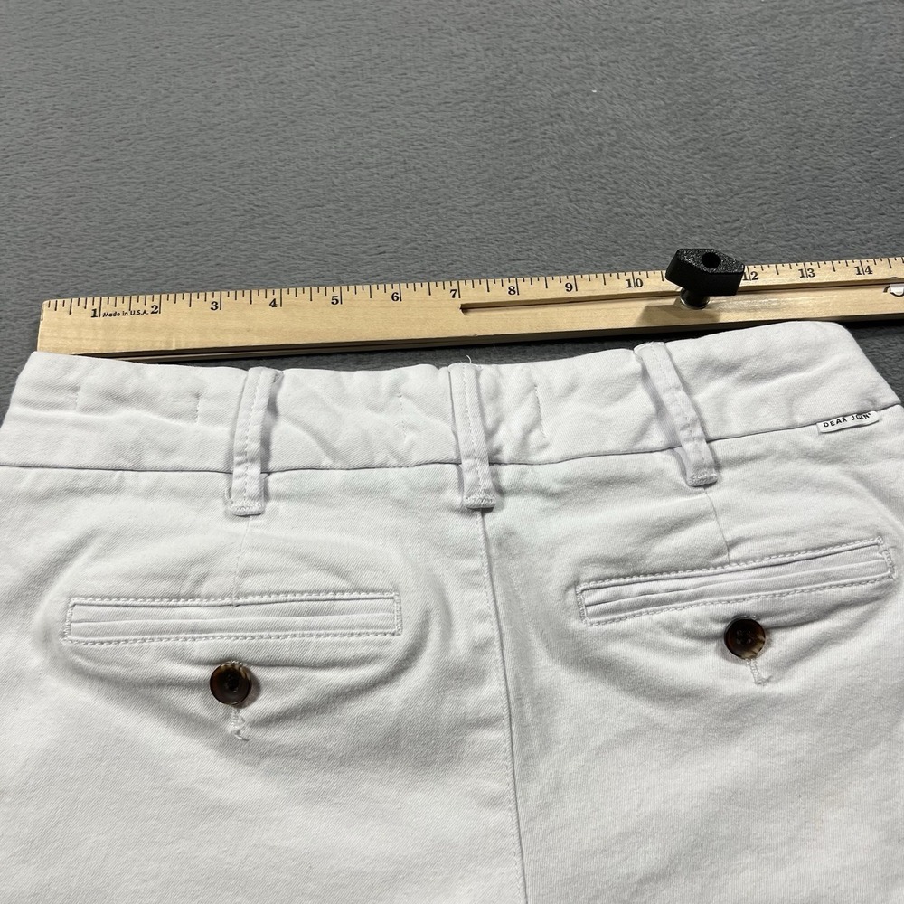 Dear John Shorts Womens 25 White Hampton 4" Cuffed Chino Mid Rise Pockets - Picture 6 of 12
